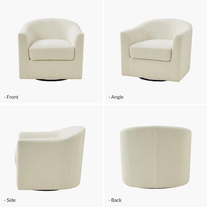 Rita Modern Ergonomic Boucle Upholstered Swivel Barrel Chair Set of 2 by HULALA HOME