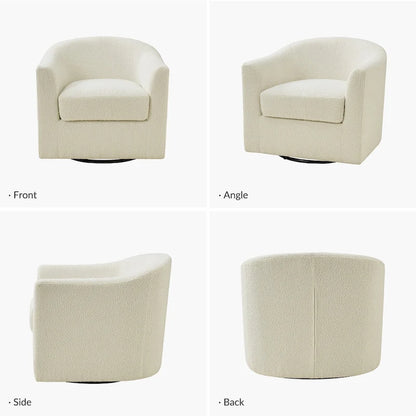 Rita Modern Ergonomic Boucle Upholstered Swivel Barrel Chair Set of 2 by HULALA HOME