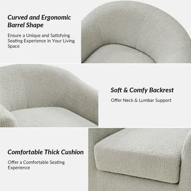 Rita Modern Ergonomic Boucle Upholstered Swivel Barrel Chair Set of 2 by HULALA HOME