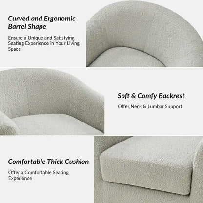Rita Modern Ergonomic Boucle Upholstered Swivel Barrel Chair Set of 2 by HULALA HOME