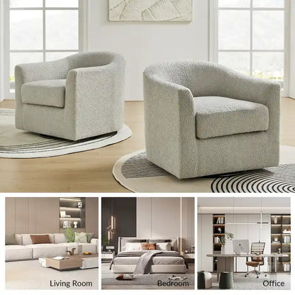 Rita Modern Ergonomic Boucle Upholstered Swivel Barrel Chair Set of 2 by HULALA HOME