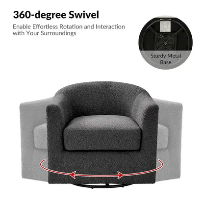 Rita Modern Ergonomic Boucle Upholstered Swivel Barrel Chair Set of 2 by HULALA HOME