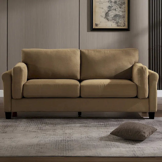  Modern Double Arm Sofa,Deep Seat Couch,Pillowed Back Cushions,Durable Upholstered Fabric