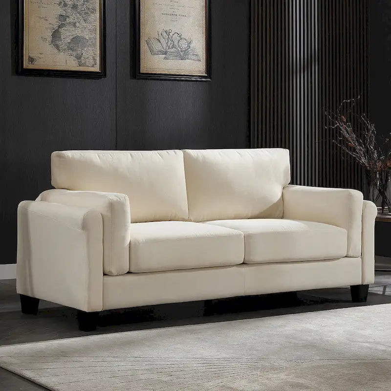 Modern Double Arm Sofa,Deep Seat Couch,Pillowed Back Cushions,Durable Upholstered Fabric