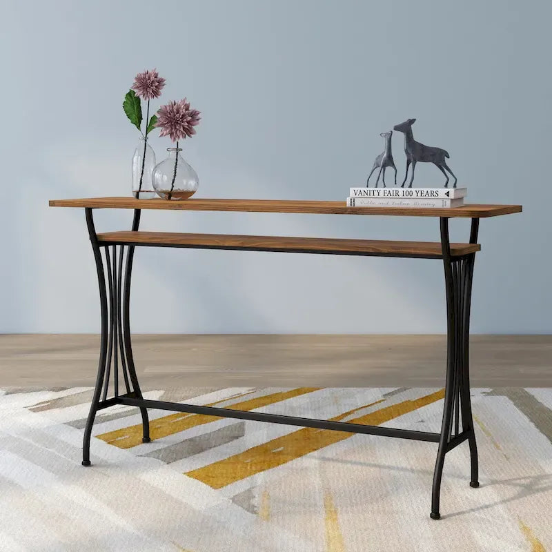 DH BASIC Industrial 60-inch Metal 1-Shelf Counter Height Table by Denhour