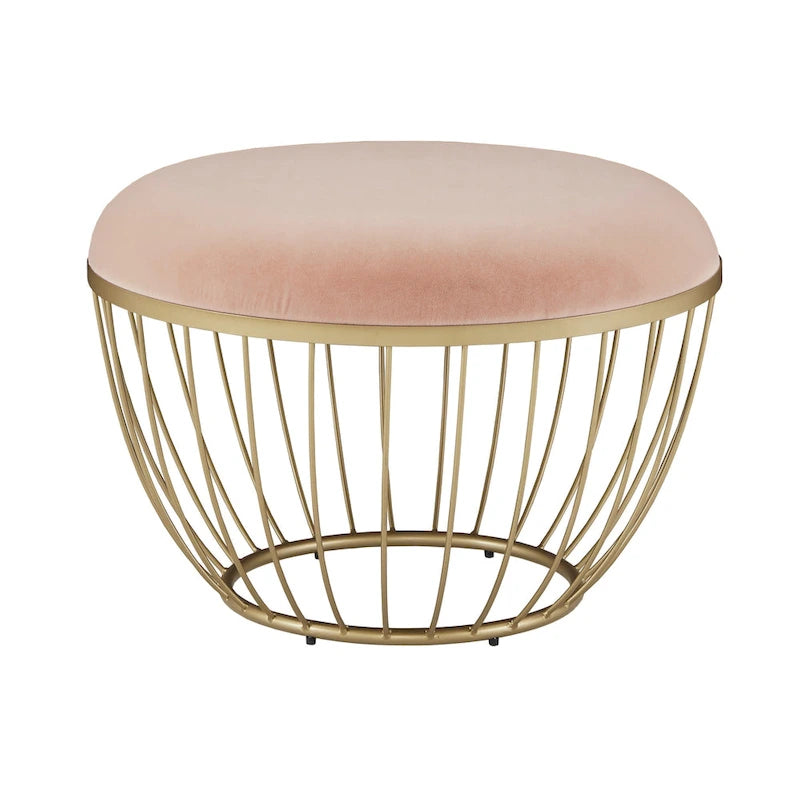 Jinger Fabric Upholstered Round Ottoman by iNSPIRE Q Modern