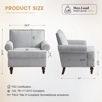 Huimo Modern Nailhead Accent Chair Arm Chairs Set of 2