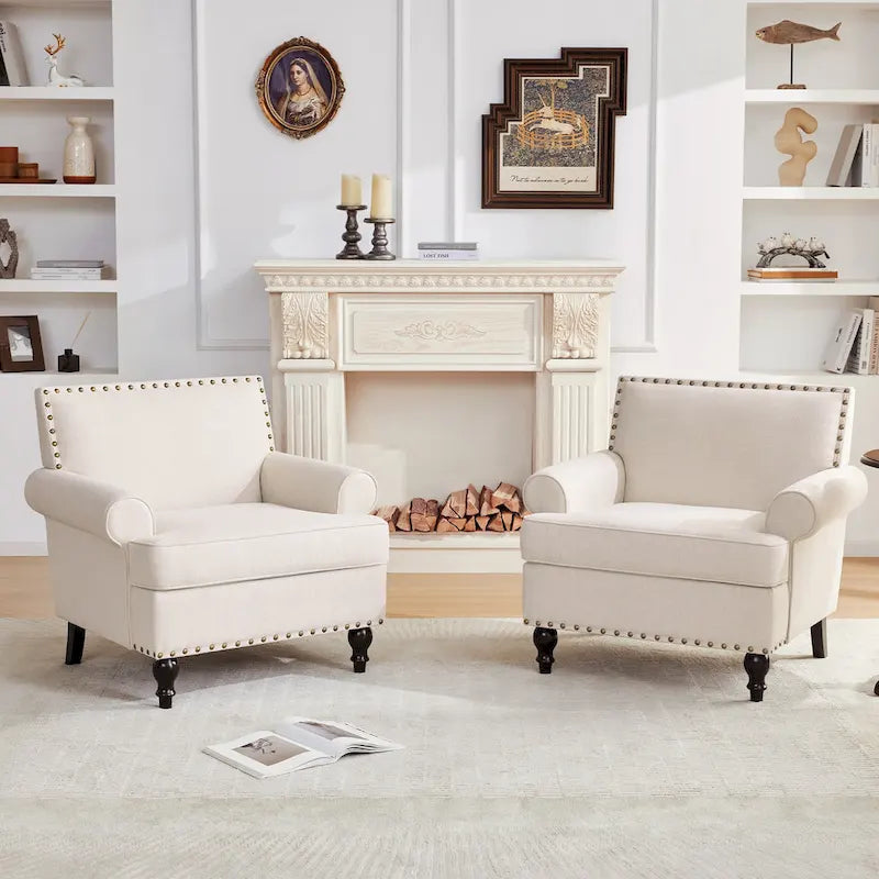 Huimo Modern Nailhead Accent Chair Arm Chairs Set of 2