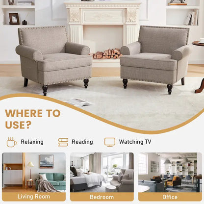 Huimo Modern Nailhead Accent Chair Arm Chairs Set of 2