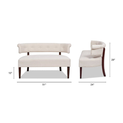 Jared 51 Modern Recessed Arm Tufted Bench Settee