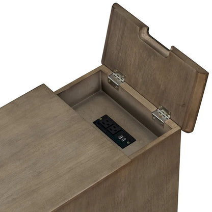 Classic Vintage End Table Side Table with USB Ports and 1 Multifunctional Drawer with Cup Holders