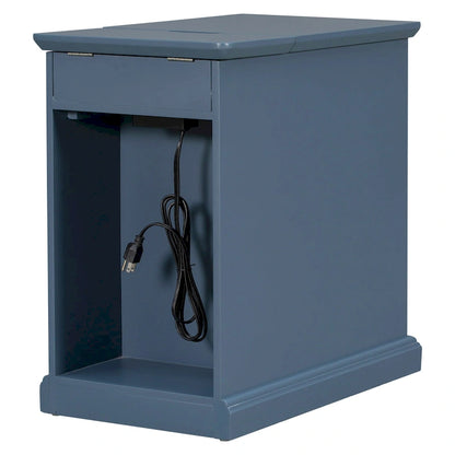 Classic Vintage End Table Side Table with USB Ports and 1 Multifunctional Drawer with Cup Holders