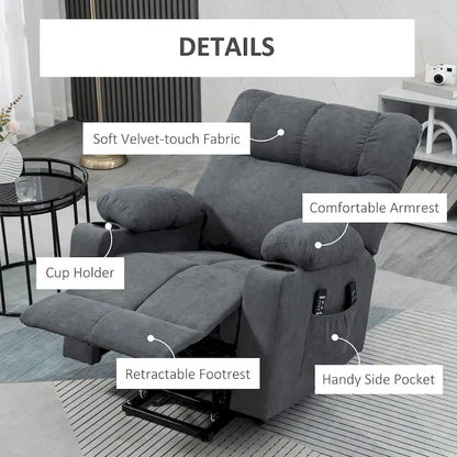 HOMCOM Electric Power Lift Chair Recliners for Elderly, Oversized Living Room Recliner Chair with Remote Control