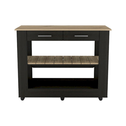 FM Furniture Brooklyn 46 Kitchen Island, Two Shelves, Two Drawers