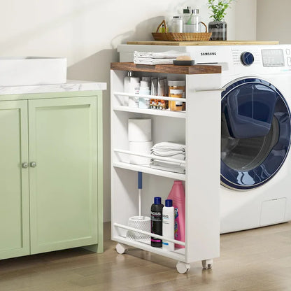 Slim Storage Cart, Rolling Narrow Kitchen Cart on Wheels - N/A
