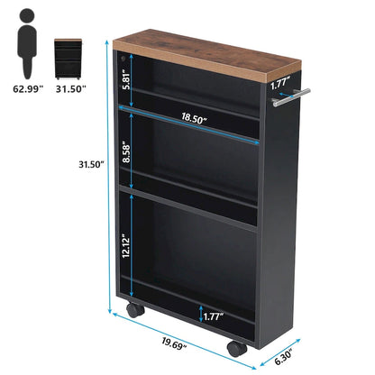 Slim Storage Cart, Rolling Narrow Kitchen Cart on Wheels - N/A