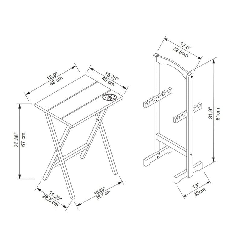 Opal Compass TV Tray Table Set
