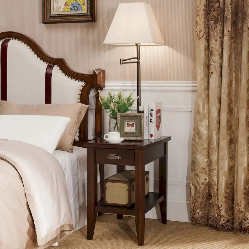Leick Home Laurent One Drawer Swing Arm Lamp Side Table