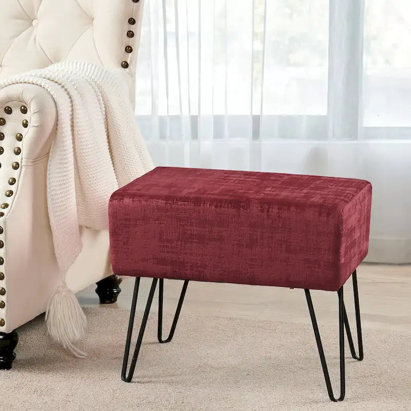 Textured Velvet Ottoman