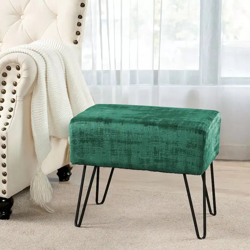 Textured Velvet Ottoman