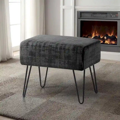 Textured Velvet Ottoman