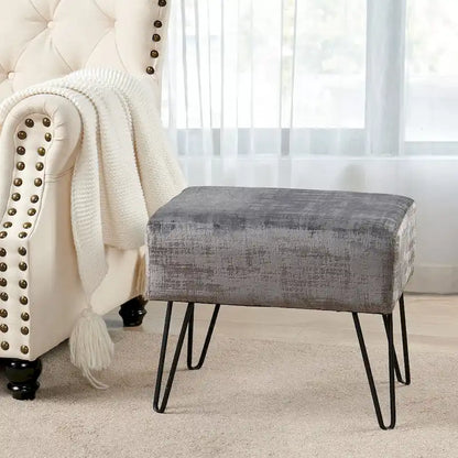 Textured Velvet Ottoman