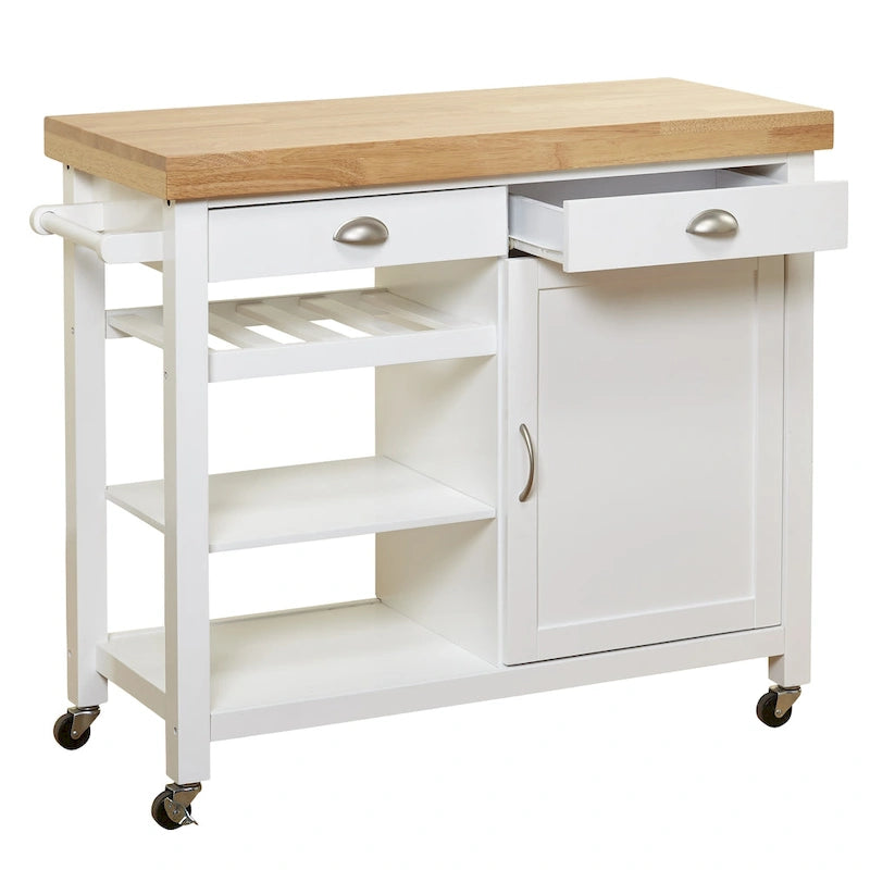 Simple Living Martha Rolling Rubberwood Kitchen Cart