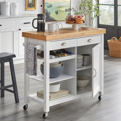 Simple Living Martha Rolling Rubberwood Kitchen Cart