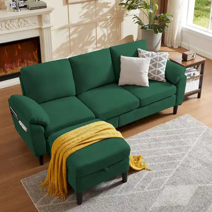 Modern Sectional Sofa Couch L Shaped with Removable Armrest, Convertible Couch with Reversible Ottoman for Living Room