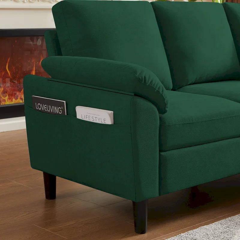 Modern Sectional Sofa Couch L Shaped with Removable Armrest, Convertible Couch with Reversible Ottoman for Living Room