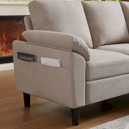 Modern Sectional Sofa Couch L Shaped with Removable Armrest, Convertible Couch with Reversible Ottoman for Living Room