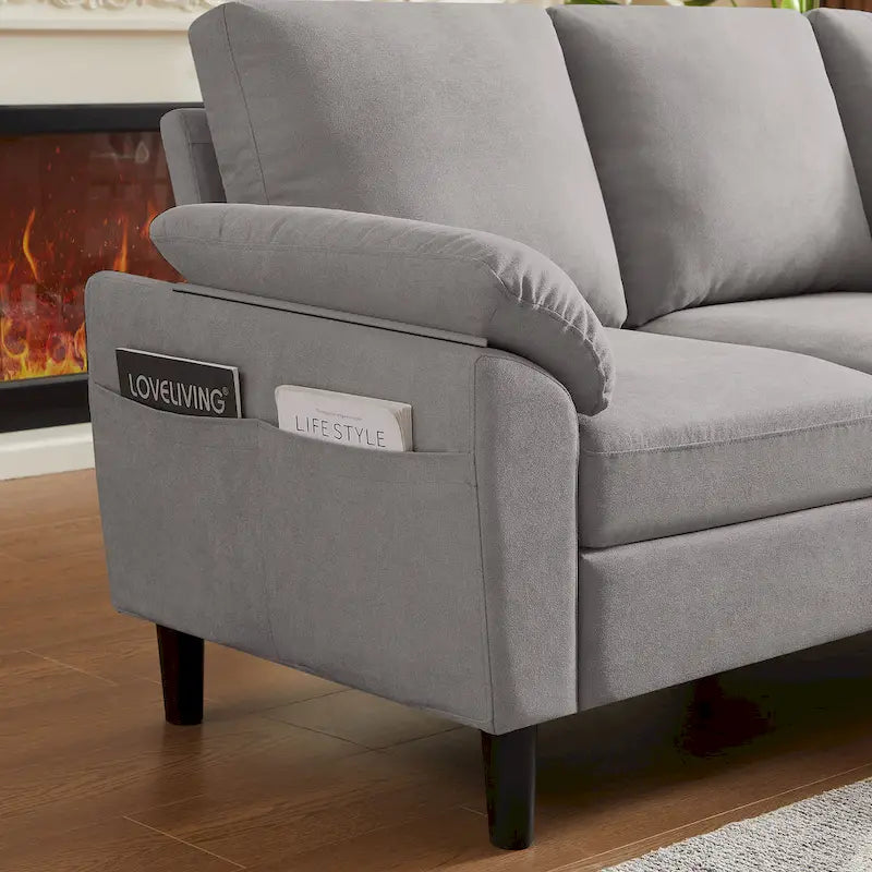 Modern Sectional Sofa Couch L Shaped with Removable Armrest, Convertible Couch with Reversible Ottoman for Living Room