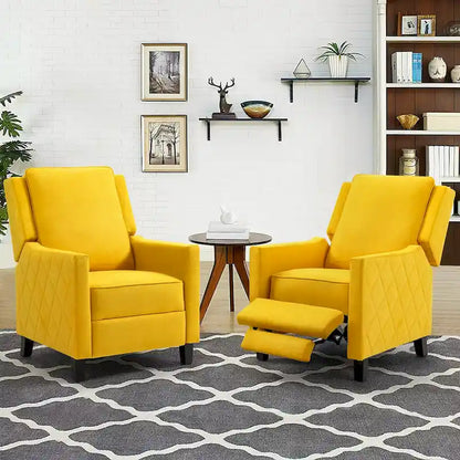 AVAWING Set of 2 Push Back Recliner Chair Linen Wing Back Chair