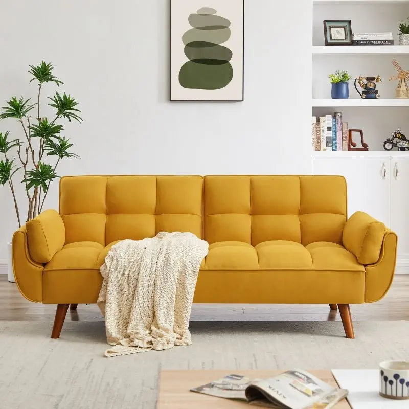 75.39 Sofa Bed, Convertible Sleeper Couch with Pillows, Foldable Loveseat Furniture for Living Room