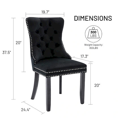 Dining Chairs Set of 6, Luxury Upholstered Velvet Kitchen Chairs Side Chair with Padded Seat Back and Solid Wood Legs - N/A