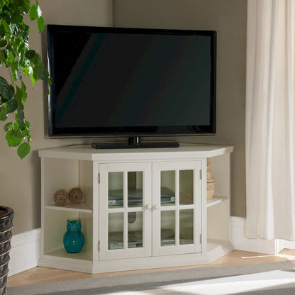 Leick Home Solid Wood Mission Oak Two Door Corner TV Stand