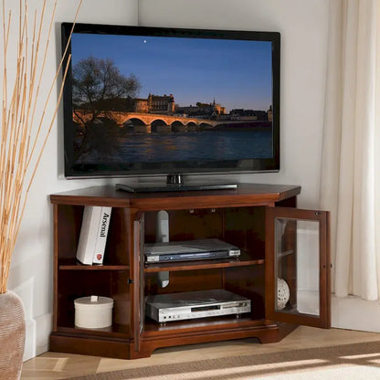 Leick Home Solid Wood Mission Oak Two Door Corner TV Stand