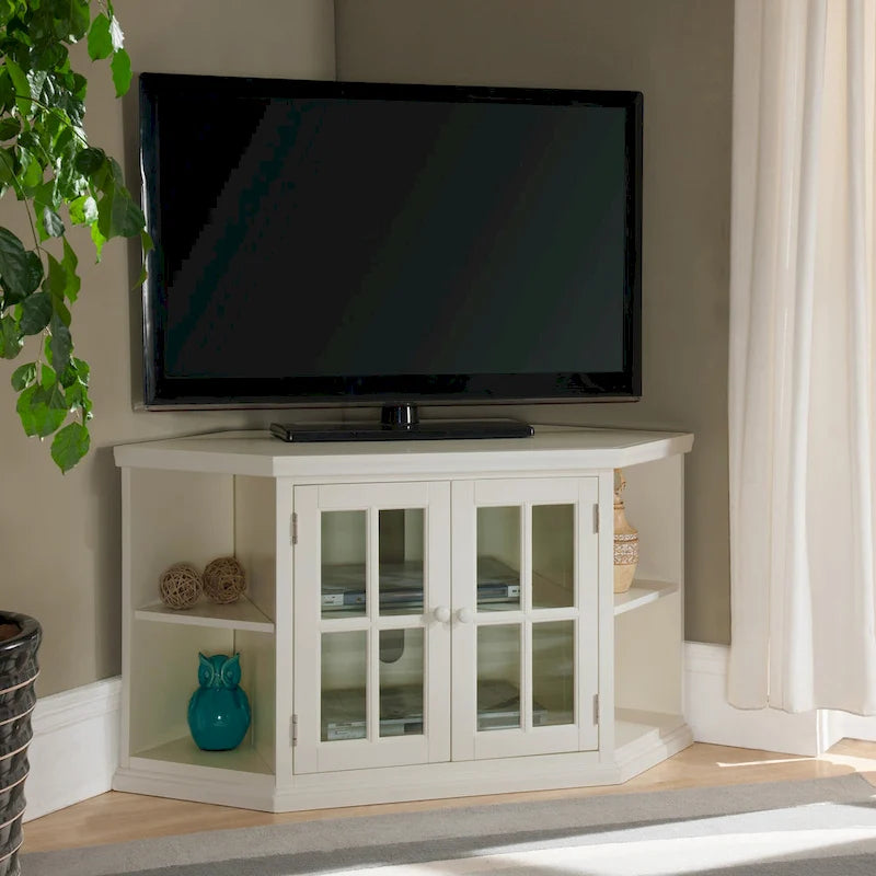 Leick Home Solid Wood Mission Oak Two Door Corner TV Stand