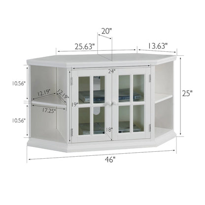 Leick Home Solid Wood Mission Oak Two Door Corner TV Stand