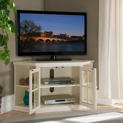 Leick Home Solid Wood Mission Oak Two Door Corner TV Stand
