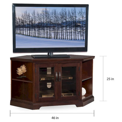 Leick Home Solid Wood Mission Oak Two Door Corner TV Stand