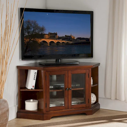 Leick Home Solid Wood Mission Oak Two Door Corner TV Stand