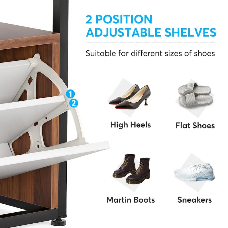 Entryway Coat Rack Shoe Bench Set, Industrial Hall Tree Coat Shoe Rack
