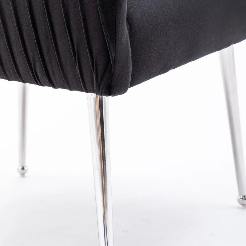 SEYNAR Modern Velvet Pleated Finish Back Dining Chair Set of 4 with Rear Handle