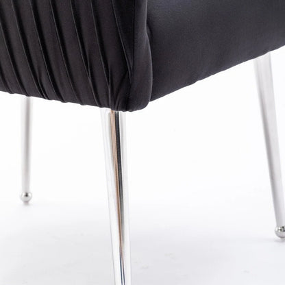 SEYNAR Modern Velvet Pleated Finish Back Dining Chair Set of 4 with Rear Handle