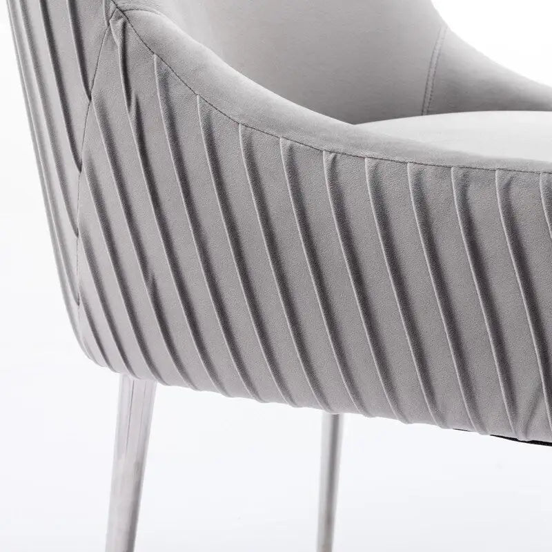 SEYNAR Modern Velvet Pleated Finish Back Dining Chair Set of 4 with Rear Handle