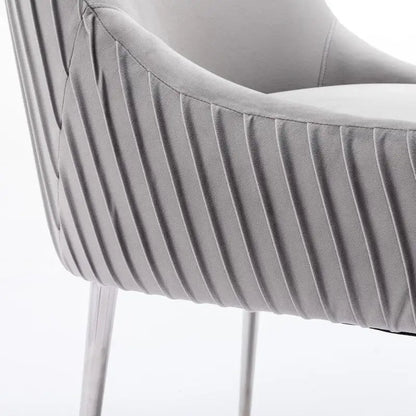 SEYNAR Modern Velvet Pleated Finish Back Dining Chair Set of 4 with Rear Handle