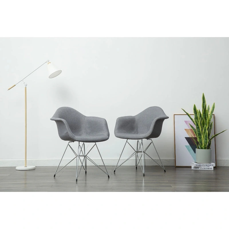 Porthos Home Upholstered Dining Armchairs w/ Metal Legs (Set of 2) - N/A