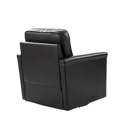 Rita Classic Genuine Leather Swivel Armchair With Nailhead Trims By HULALA HOME