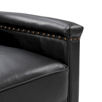 Rita Classic Genuine Leather Swivel Armchair With Nailhead Trims By HULALA HOME
